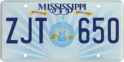 MS license plate ZJT650