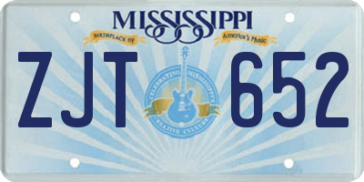 MS license plate ZJT652