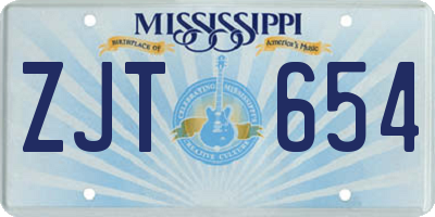 MS license plate ZJT654