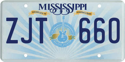 MS license plate ZJT660