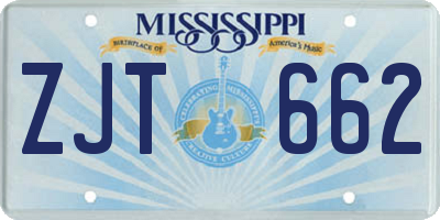 MS license plate ZJT662