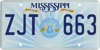 MS license plate ZJT663