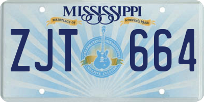 MS license plate ZJT664