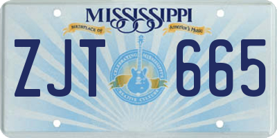 MS license plate ZJT665