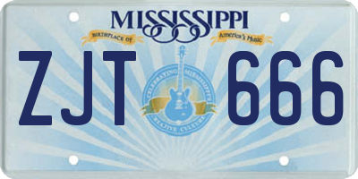 MS license plate ZJT666