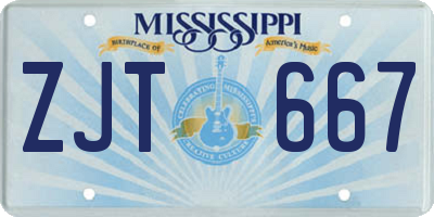MS license plate ZJT667