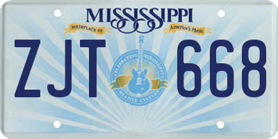 MS license plate ZJT668