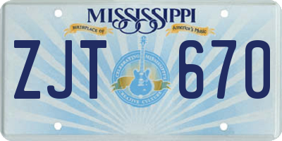 MS license plate ZJT670