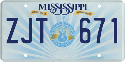 MS license plate ZJT671