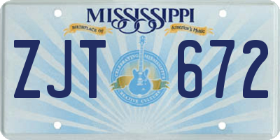 MS license plate ZJT672