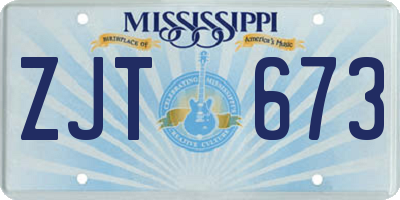MS license plate ZJT673