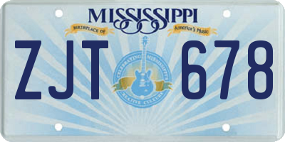 MS license plate ZJT678