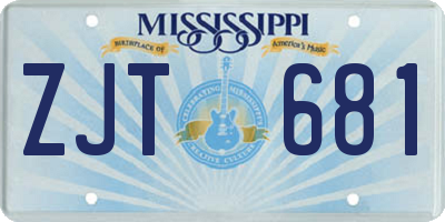 MS license plate ZJT681