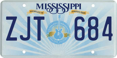 MS license plate ZJT684