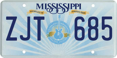 MS license plate ZJT685