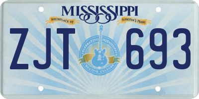 MS license plate ZJT693