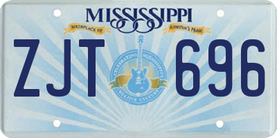 MS license plate ZJT696