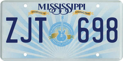 MS license plate ZJT698