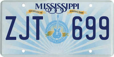 MS license plate ZJT699