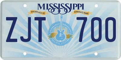 MS license plate ZJT700