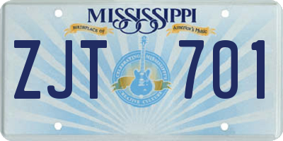 MS license plate ZJT701
