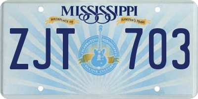 MS license plate ZJT703