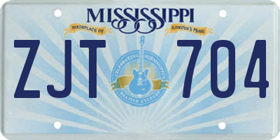 MS license plate ZJT704