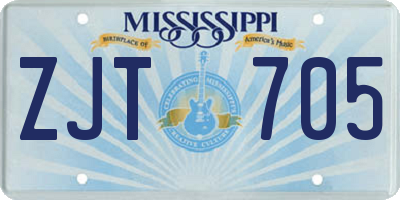MS license plate ZJT705