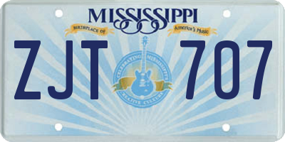 MS license plate ZJT707