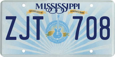 MS license plate ZJT708
