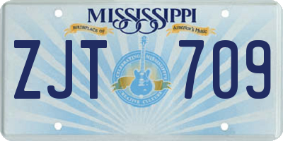 MS license plate ZJT709