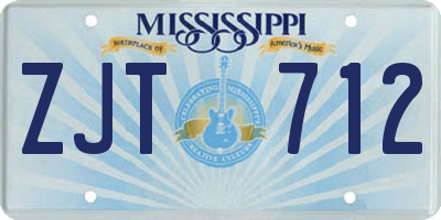 MS license plate ZJT712