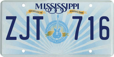 MS license plate ZJT716