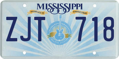 MS license plate ZJT718