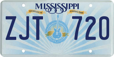 MS license plate ZJT720