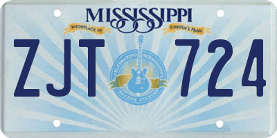 MS license plate ZJT724
