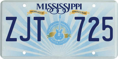 MS license plate ZJT725