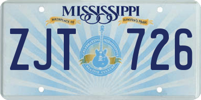 MS license plate ZJT726