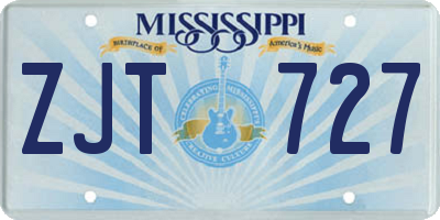 MS license plate ZJT727