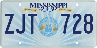 MS license plate ZJT728