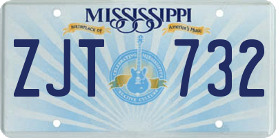 MS license plate ZJT732