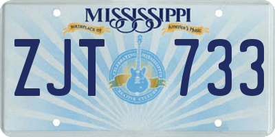 MS license plate ZJT733