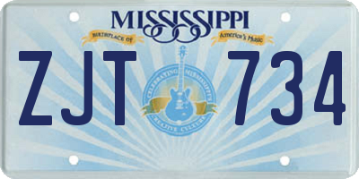 MS license plate ZJT734