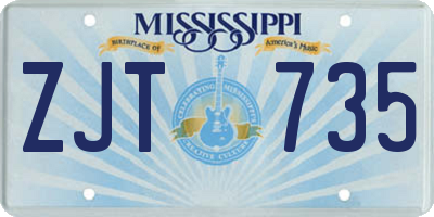 MS license plate ZJT735