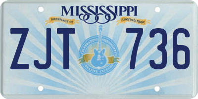 MS license plate ZJT736
