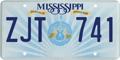 MS license plate ZJT741