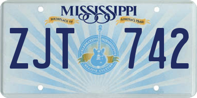 MS license plate ZJT742