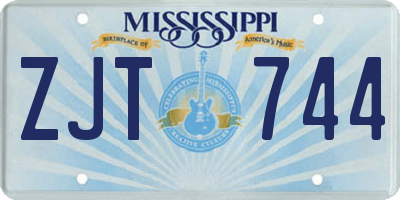 MS license plate ZJT744