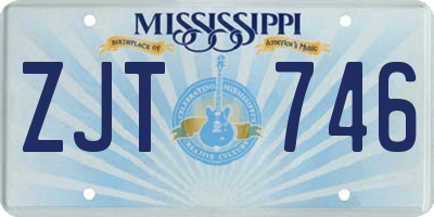 MS license plate ZJT746