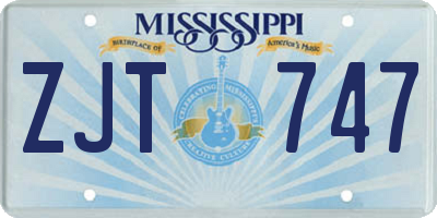 MS license plate ZJT747